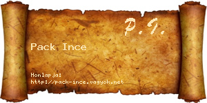 Pack Ince névjegykártya